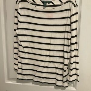 Ralph Lauren Women's Black and White Striped Top